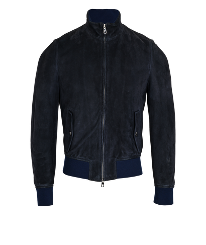 Dolce & Gabbana Bomber Jacket, £495, Clothing, Black/Navy, Cashmere/Lambskin Leather, Front view