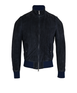 Dolce & Gabbana Bomber Jacket, Mens,Cshmr/Lmb Leather, Navy, Sz S, 2*