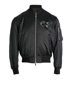 Christian Dior X K.Scharf Logo Bomber Jacket, Mens, Poly, Black, Sz M, 3*