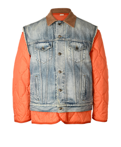 Gucci Reversible Jacket, Mens, Denim/Nylon, Blue/Orange, Sz XS, 3*