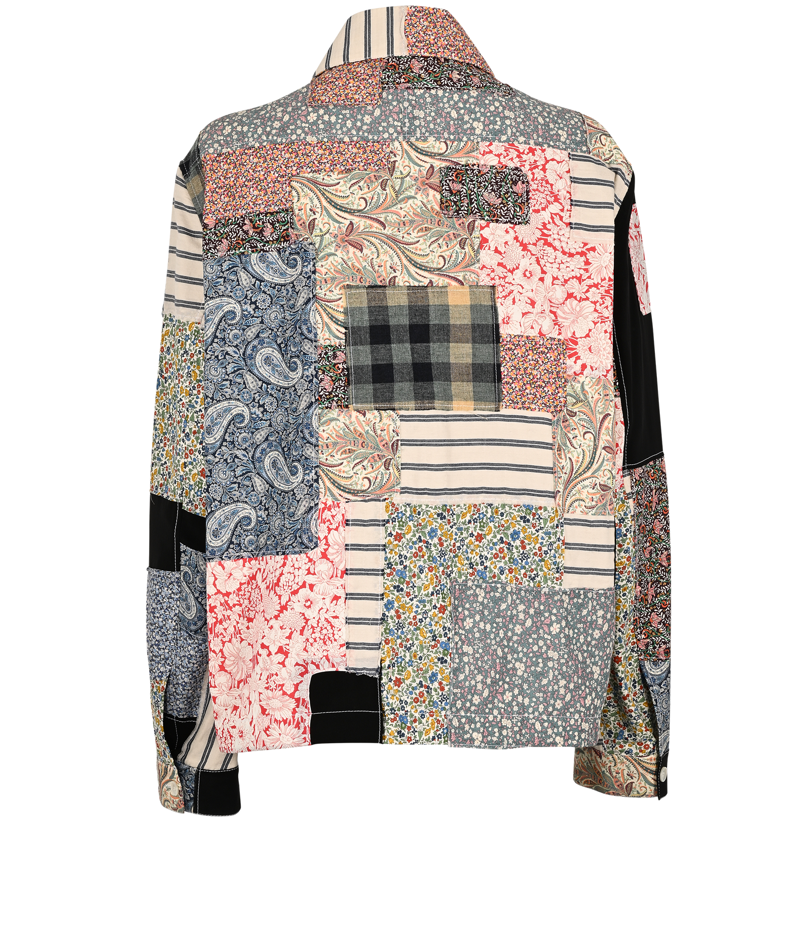 Loewe Patchwork Zip-Up Jacket, &pound;350, Clothing, Black/Red/White, Cotton, Back view