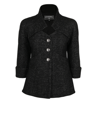 Chanel Shiny Front Pockets Jacket, £1,100, Clothing, Black/Silver, Wool, Front view