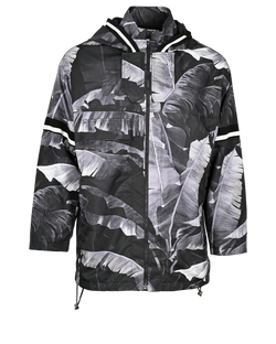 Dolce & Gabbana Palm Print Hooded Jacket, Mens, Poly, Black, Sz S, 3*