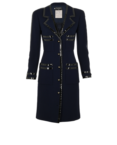 Chanel 1992 Trimmed Long Jacket, &pound;995, Clothing, Navy, Wool, Front view