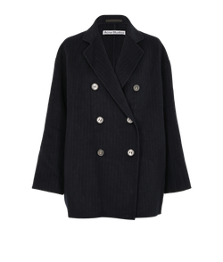 Acne Studio Pinstripe Double Breasted Jacket, Wool, Blue, UK10, 3*