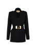 Gucci 2023 Belted Blazer, £1,500, Clothing, Navy, Silk/Wool, Front view