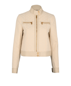 Gucci GG Supreme Biker Jacket, Cotton/Poly, Cream, UK 8, 3*