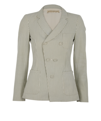 Balenciaga Vintage Striped Blazer, £180, Clothing, Cream/Grey, Cotton, Front view