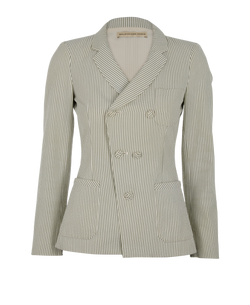 Balenciaga Vintage Striped Blazer, Cotton, Cream/Grey, UK8, 2*
