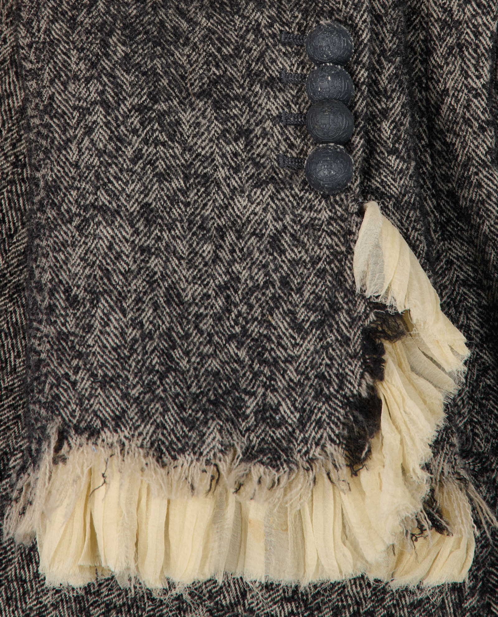 Alexander McQueen Ruffled Jacket, &pound;295, Clothing, Beige/Grey, Silk/Wool, Other view