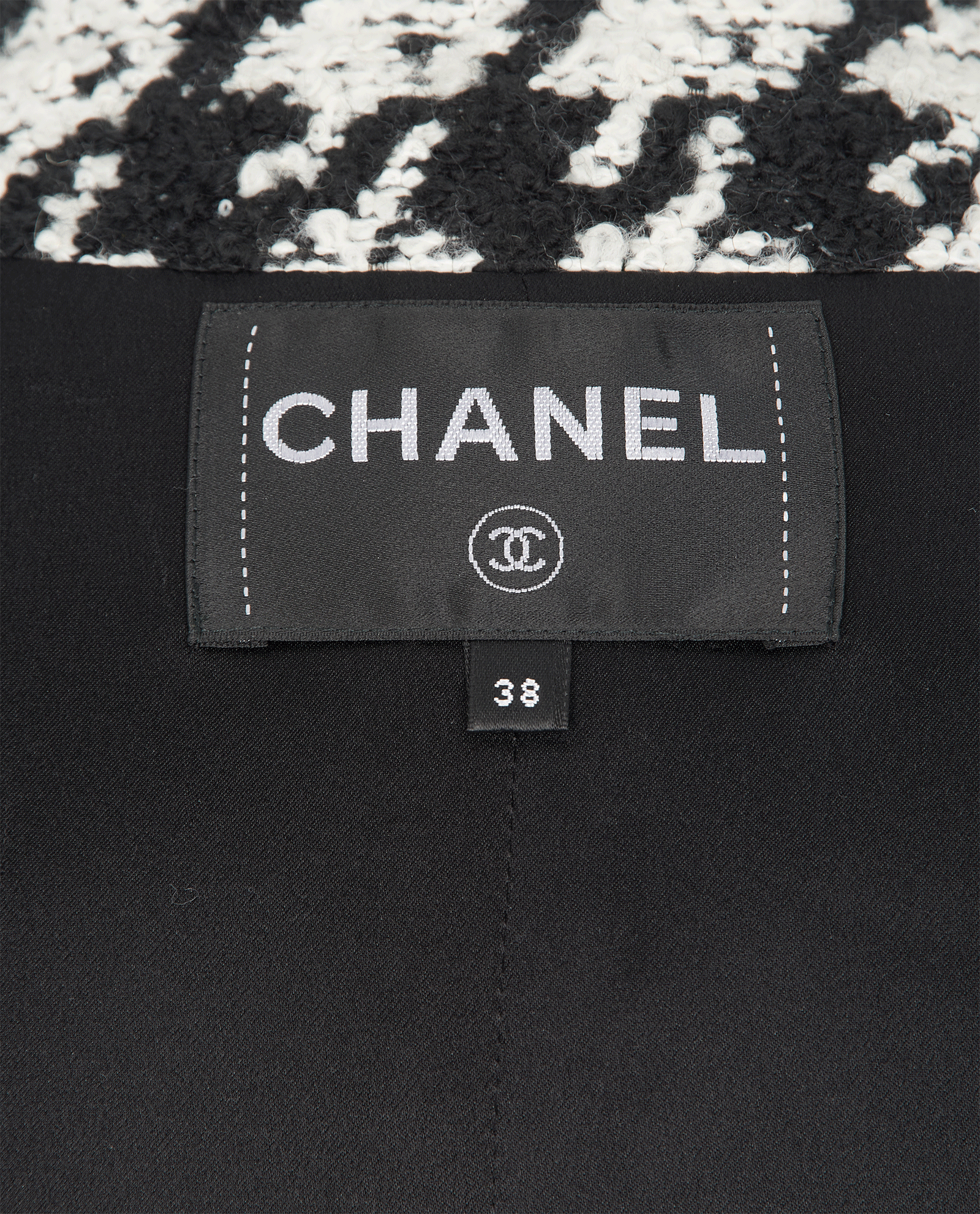 Chanel Tweed Houndstooth Jacket, &pound;1,200, Clothing, Black/White, Acrylic Plastic/Wool, Other view