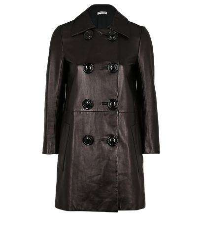 Miu Miu Double-Breasted Jacket, £550, Clothing, Black, Lambskin Leather, Front view