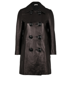 Miu Miu Double-Breasted Jacket, Lamb Skin, Black, UK 6, 2*