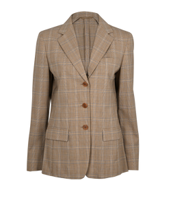 Max Mara Plaid Blazer, Virgin Wool, Beige, UK 10, 3*