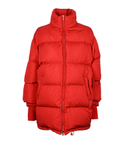 Prada Logo Velcro Tape Puffer Jacket, Down/Feather, Red, UK 8, 2*