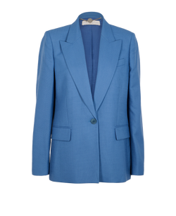Stella McCartney Structured Single-Breasted Blazer, Wool, Blue, UK14, 2*