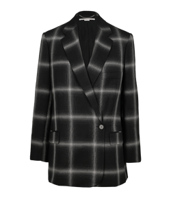 Stella McCartney Oversized Check Blazer, Wool, Black/Grey, UK8, 3*