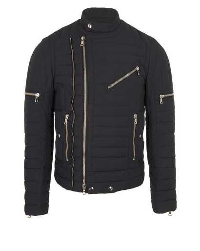 Balmain Quilted Double Zipped Jacket, &pound;275, Clothing, Navy, Cotton/Down Feathers, Front view