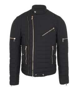 Balmain Quilted Double Zipped Jacket, Mens, Cotton/Down, Navy, Sz M, 2*