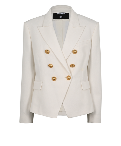 Balmain Double Breasted Blazer, £525, Clothing, White, Cotton, Front view