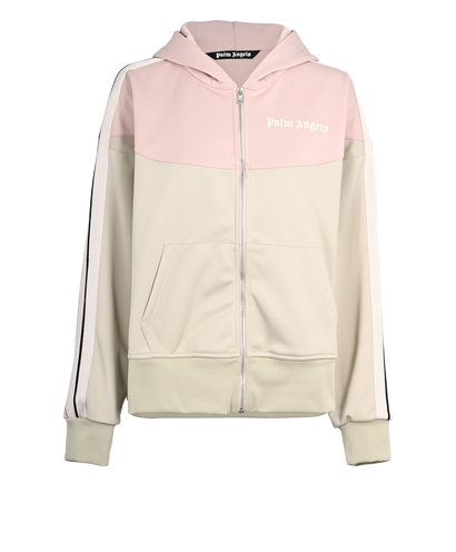 Palm Angels Two-Tone Hooded Track Jacket, &pound;195, Clothing, Beige/Pink, Polyester (Polymer), Front view