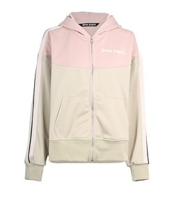 Palm Angels Two-Tone Hooded Track Jacket, Poly, Beige/Pink, Sz S, 3*