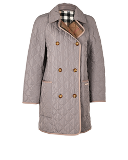 Burberry Quilted Double Breasted Jacket, Polyester, Taupe, Sz M, 3*