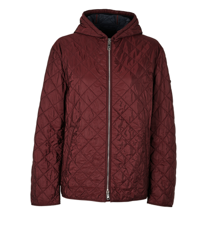 Prada Logo Quilted Jacket, &pound;650, Clothing, Burgundy, Nylon, Front view