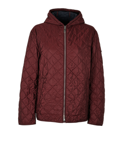Prada Logo Quilted Jacket, Nylon, Burgundy, UK14, 2*