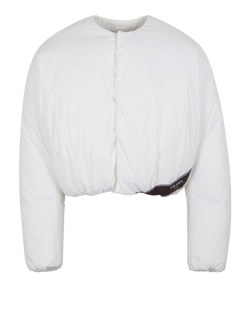 Prada Cropped Bomber Jacket, Mens, Cotton/Down, White, Sz M, 3* Jackets