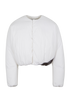 Prada Cropped Bomber Jacket, &pound;850, Clothing, White, Cotton/Down Feathers, Front view