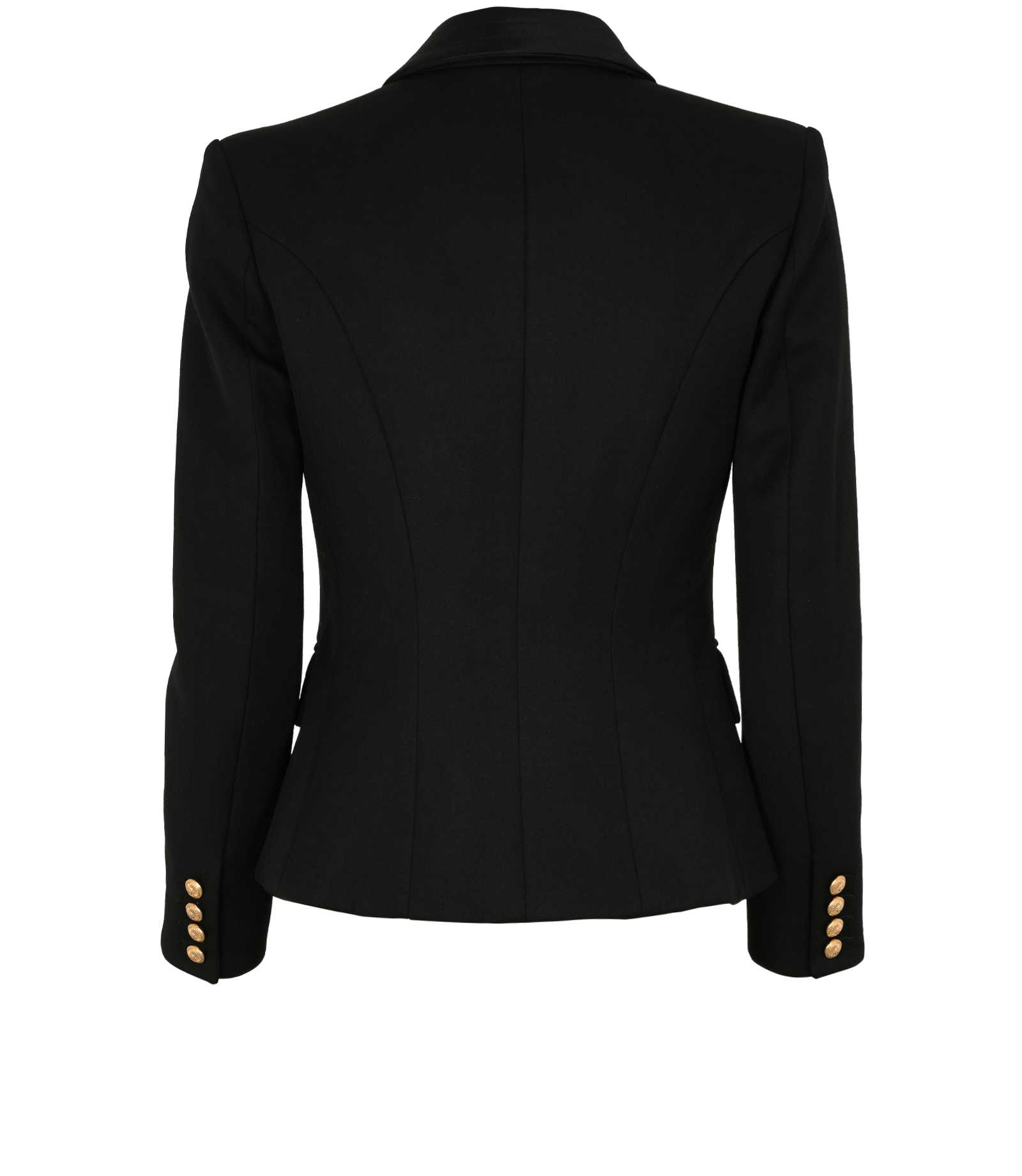 Balmain Shoulder Pad Blazer, &pound;450, Clothing, Black, Silk, Back view