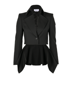Alexander McQueen SS25 Tail Cropped Blazer, Wool, Black, UK6, 3*