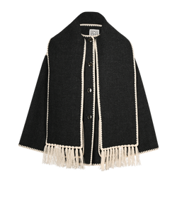 Toteme Embroidered Scarf Jacket, Wool, Grey, UK6, 3*