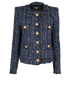 Balmain Tweed Blazer, &pound;550, Clothing, Blue, Cotton/Polyester (Polymer), Front view