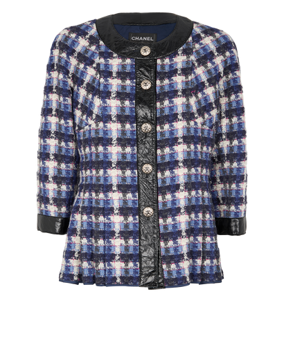 Chanel 2018 Tweet CC Jacket, &pound;1,800, Clothing, Black/Blue, Wool, Front view