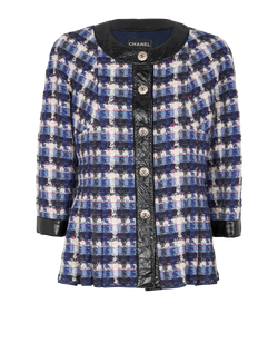 Chanel 2018 Tweet CC Jacket, Wool, Black/Blue, UK16, 2*