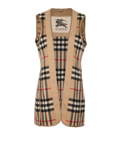 Burberry Nova Check Gilet, Wool, Beige, Uk10, 3*