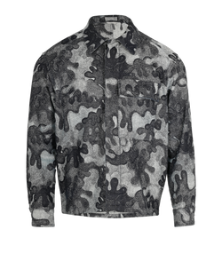 Dior x Peter Doig Camouflage Jacket, Mens, Cotton, Black/Grey, Sz XS, 3*