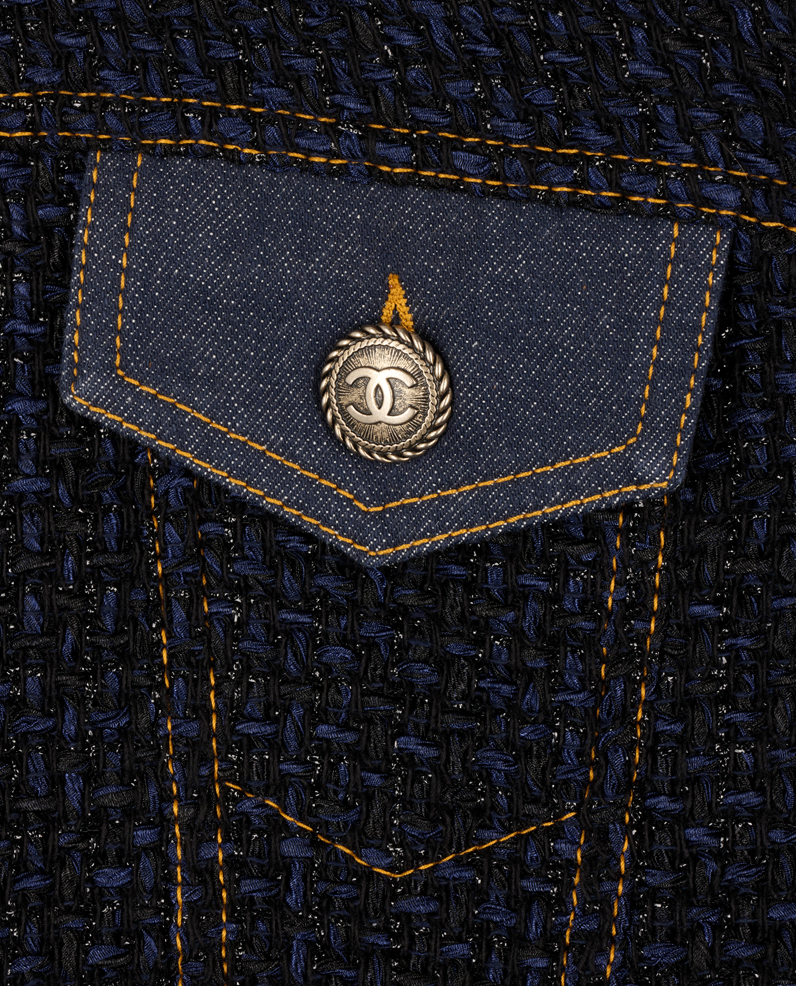 Chanel Tweed And Denim Jacket, &pound;1,800, Clothing, Blue, Polyester Mix, Other view