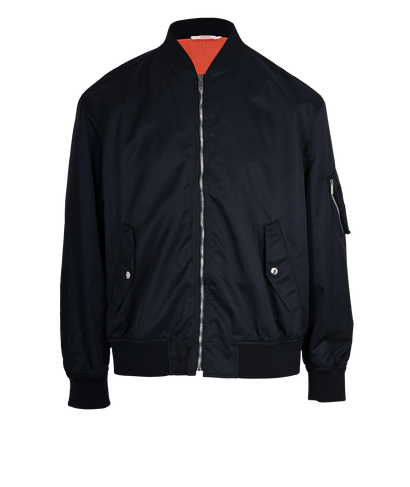 Valentino Logo Print Bomber Jacket, &pound;495, Clothing, Black, Polyester Mix, Front view