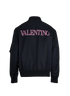 Valentino Logo Print Bomber Jacket, &pound;495, Clothing, Black, Polyester Mix, Back view