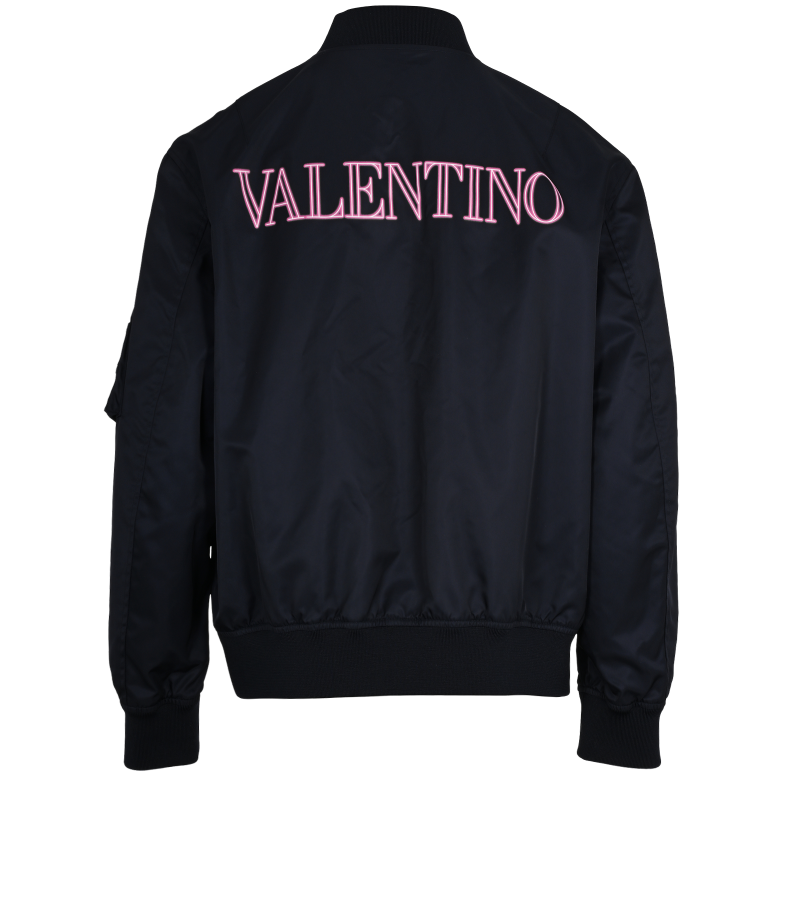 Valentino Logo Print Bomber Jacket, &pound;495, Clothing, Black, Polyester Mix, Back view