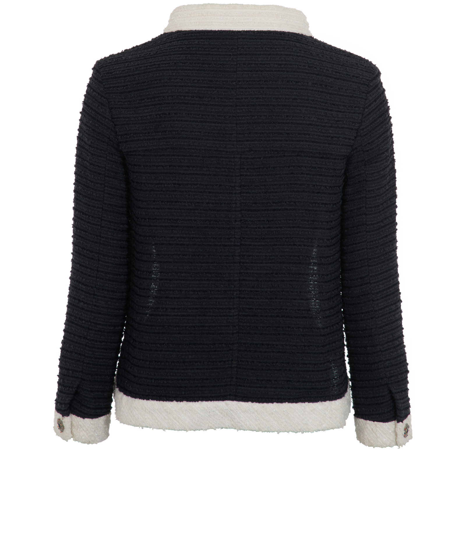 Chanel Asymmetric Jacket, &pound;1,300, Clothing, Black/White, Cotton/Silk, Back view