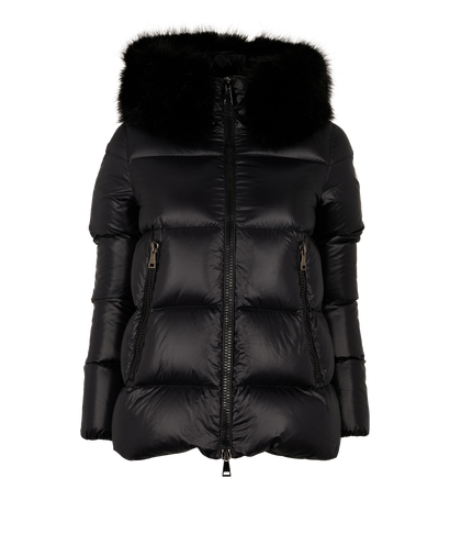Moncler Pionne Puffer Coat, &pound;550, Clothing, Black, Down Feathers, Front view