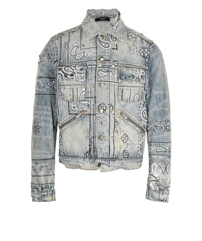 Amiri Denim Paisley Print Jacket, &pound;420, Clothing, Blue, Denim, Front view