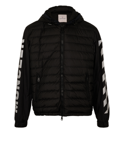 Moncler x Off White Reflective Puffer, &pound;495, Clothing, Black, Down Feathers, Front view