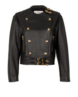 Celine Biker Jacket, Leather, Black, UK10, 2*