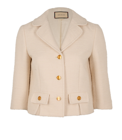 Gucci Cropped Boucle Jacket, Cotton/Viscose, Cream, UK 6, 3*