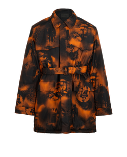 Prada Belted Jacket, Mens, Polyamide, Black/Orange, Sz XL, 3*